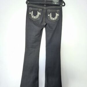 True Religion Black Boot Cut Jeans with Decorative Details